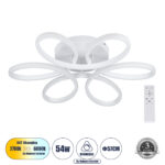 GloboStar® MARGARET 61401 Φωτιστικό Οροφής Design LED CCT 54W 6210lm 360° AC 220-240V - Εναλλαγή Φωτισμού μέσω Τηλεχειριστηρίου All In One Ψυχρό 6000k+Φυσικό 4500k+Θερμό 2700k Dimmable Φ57 x Υ12cm - Λευκό - 3 Years Warranty