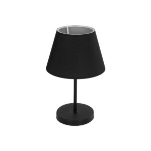 GloboStar® LARA 204-0074 Μοντέρνο Eπιτραπέζιο Φωτιστικό Μονόφωτο 1 x E27 IP20 Μαύρο Μέταλλο με Μαύρο Ύφασμα - Μ22 x Π22 x Υ36cm