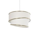 GloboStar® CYCLOP 204-0102 Μοντέρνο Κρεμαστό Φωτιστικό Kαπέλο Μονόφωτο 1 x E27 IP20 Μπεζ & Λευκό Ύφασμα - Μ30 x Π30 x Υ70cm