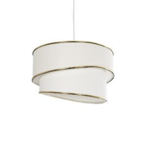 GloboStar® CYCLOP 204-0102 Μοντέρνο Κρεμαστό Φωτιστικό Kαπέλο Μονόφωτο 1 x E27 IP20 Μπεζ & Λευκό Ύφασμα - Μ30 x Π30 x Υ70cm