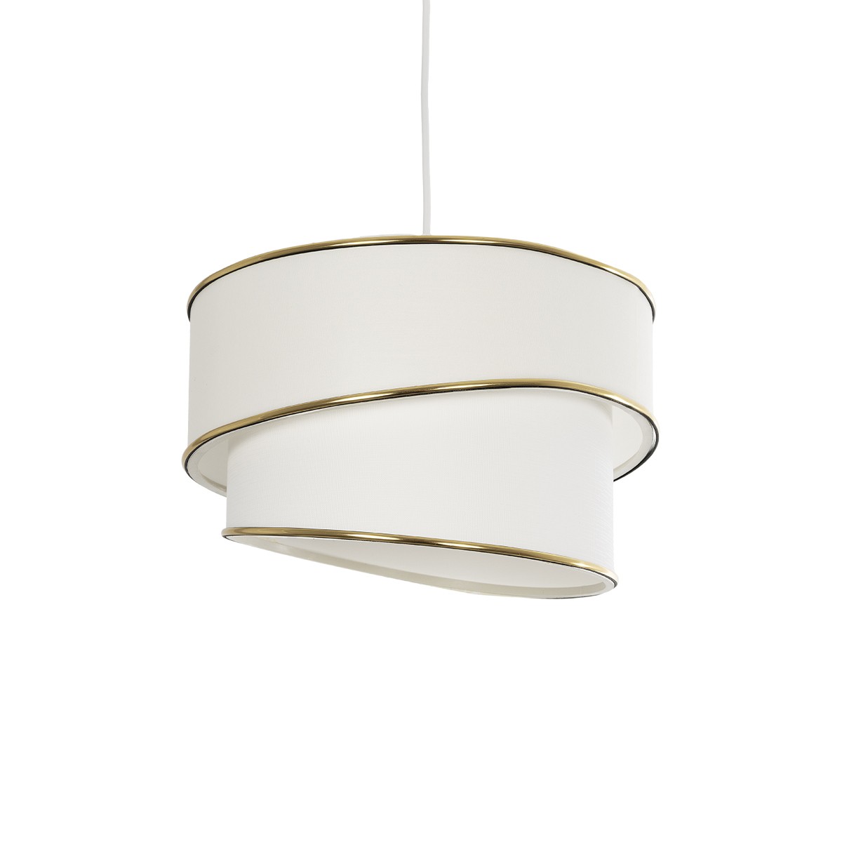 GloboStar® CYCLOP 204-0102 Μοντέρνο Κρεμαστό Φωτιστικό Kαπέλο Μονόφωτο 1 x E27 IP20 Μπεζ & Λευκό Ύφασμα - Μ30 x Π30 x Υ70cm