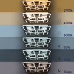 GloboStar® ROYAL-S 61326 Φωτιστικό Οροφής Design LED CCT 135W 16200lm 360° AC 220-240V - Εναλλαγή Φωτισμού μέσω Τηλεχειριστηρίου All In One Ψυχρό 6000k+Φυσικό 4500k+Θερμό 2700k Dimmable Μ58.5 x Π58.5 x Υ12cm - Νίκελ Χρώμιο - 3 Years Warranty - Image 7