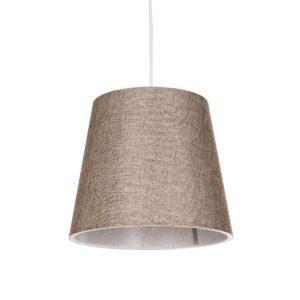 GloboStar® CONEY 203-0073 Μοντέρνο Κρεμαστό Φωτιστικό Καπέλο Μονόφωτο 1 x E27 IP20 Καφέ Ύφασμα - Μ26 x Π26 x Υ25cm
