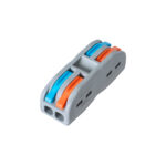 GloboStar® FAST-CONNECT 69911 Διπλή Κλέμα Ταχείας Σύνδεσης & Διακλάδωσης Καλωδίων - 2 x Είσοδοι & 2 x Έξοδοι με Συμβατή Διατομή Καλωδίων 0.08mm² έως 2.5mm² - 250V/4KV 32A Max - Μ2 x Π4 x Υ1.5cm - Γκρι με Πορτοκαλί & Μπλε - Πακέτο 5 Τεμαχίων - 5 Years Warranty