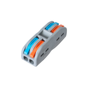 GloboStar® FAST-CONNECT 69911 Διπλή Κλέμα Ταχείας Σύνδεσης & Διακλάδωσης Καλωδίων - 2 x Είσοδοι & 2 x Έξοδοι με Συμβατή Διατομή Καλωδίων 0.08mm² έως 2.5mm² - 250V/4KV 32A Max - Μ2 x Π4 x Υ1.5cm - Γκρι με Πορτοκαλί & Μπλε - Πακέτο 5 Τεμαχίων - 5 Years Warranty