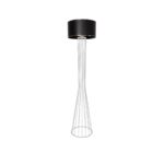 GloboStar® NOVA 201-0038 Μοντέρνο Επιδαπέδιο Φωτιστικό 1 x E27 IP20 Λευκό Μεταλλό με Μαύρο Ύφασμα - Μ38 x Π38 x Υ155cm