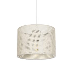 GloboStar® CLAIRIE 203-0134 Μοντέρνο Κρεμαστό Φωτιστικό Καπέλο Μονόφωτο 1 x E27 IP20 Λευκό Ύφασμα - Μ22 x Π22 x Υ93cm