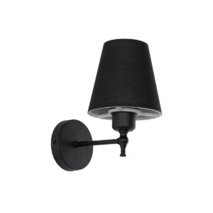 GloboStar® PAM 204-0113 Μοντέρνο Επιτοίχειο Φωτιστικό Aπλίκα Μονόφωτο 1 x E27 IP20 Μαύρο Μέταλλο με Μαύρο Ύφασμα - Μ23 x Π23 x Υ17cm