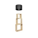 GloboStar® LUMO 201-0070 Μοντέρνο Επιδαπέδιο Φωτιστικό Μονόφωτο 1 x E27 IP20 Μπεζ Ξύλο με Μαύρο Ύφασμα - Μ37 x Π37 x Υ155cm