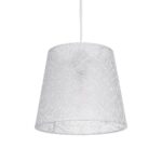 GloboStar® CONEY 203-0069 Μοντέρνο Κρεμαστό Φωτιστικό Καπέλο Μονόφωτο 1 x E27 IP20 Λευκό Ύφασμα - Μ26 x Π26 x Υ25cm