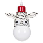 GloboStar® ZEBRA 00639 Παιδικό Κρεμαστό Φωτιστικό Φιγούρα Μονόφωτο 1 x E27 IP20 Λευκό, Μαύρο & Κόκκινο Μέταλλο - Μ19 x Π10.5 x Υ13.5cm