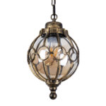 GloboStar® ETOILE 00988 Vintage Κρεμαστό Φωτιστικό Μπάλα Μονόφωτο 1 x E27 IP20 Μπρούτζινο Μέταλλο με Μελί Γυαλί - Μ18 x Π18 x Y27cm