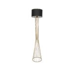 GloboStar® NOVA 201-0042 Μοντέρνο Επιδαπέδιο Φωτιστικό 1 x E27 IP20 Χρυσό Μεταλλό με Μαύρο Ύφασμα - Μ32 x Π32 x Υ155cm