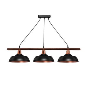 GLOBOSTAR® LOAN 203-0291 Μοντέρνο Κρεμαστό Φωτιστικό Οροφής με Ντουί 3 x E27 AC 220-240V IP20 - Μαύρο & Μπρονζέ - Μ89 x Π25.5 x Υ19cm