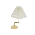 GloboStar® LIVL 204-0169 Μοντέρνο Eπιτραπέζιο Φωτιστικό Μονόφωτο 1 x E27 IP20 Χρυσό Μέταλλο με Μπεζ Ύφασμα - Μ22 x Π22 x Υ34cm