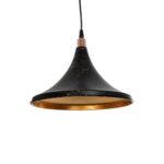 GloboStar® MARBLE 203-0099 Μοντέρνο Κρεμαστό Φωτιστικό Καμπάνα Μονόφωτο 1 x E27 IP20 Μαύρο & Χρυσό Πλαστικό - Μ30 x Π30 x Υ20cm