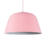 GloboStar® UPVALE 01284 Μοντέρνο Κρεμαστό Φωτιστικό Καμπάνα Μονόφωτο 1 x E27 IP20 Ροζ & Λευκό Μέταλλο - Μ40 x Π40 x Υ24cm