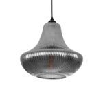 GLOBOSTAR® VERRE 206-0021 Μοντέρνο Κρεμαστό Φωτιστικό Οροφής με Ντουί 1 x E27 AC 220-240V IP20 - Μαύρο Φιμέ - Μ38 x Π38 x Υ34cm