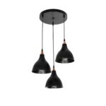 GloboStar® RADE 203-0127 Vintage Κρεμαστό Φωτιστικό Καμπάνα Τρίφωτο 3 x E27 IP20 Μαύρο Πλαστικό - Μ40 x Π40 x Υ80cm