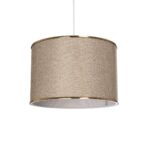 GloboStar® ELECTRA 203-0112 Μοντέρνο Κρεμαστό Φωτιστικό Καπέλο Μονόφωτο 1 x E27 IP20 Mπεζ Ύφασμα με Χρυσό Μέταλλο - Μ30 x Π30 x Υ23cm