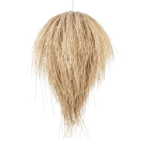 GloboStar® ARCHIPELAGO 01749 Boho Κρεμαστό Φωτιστικό Πλέγμα Μονόφωτο 1 x E27 IP20 Μπεζ Ξύλο - Μ40 x Π40 x Υ63cm