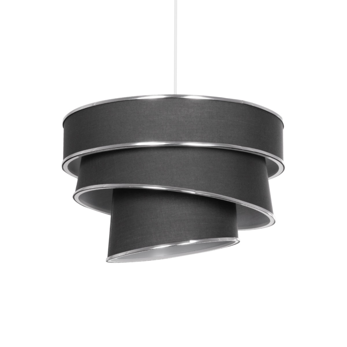 GloboStar® SIERA 203-0167 Μοντέρνο Κρεμαστό Φωτιστικό Καπέλο Μονόφωτο 1 x E27 IP20 Γκρι Ύφασμα με Ασημί Λεπτομέρεια - Μ38 x Π38 x Υ95cm