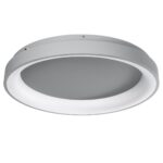 GloboStar® SALEM 61238 Πλαφονιέρα Οροφής Δαχτυλίδι-Κύκλος LED CCT 105W 12075lm 120° AC 220-240V - Εναλλαγή Φωτισμού μέσω Τηλεχειριστηρίου All In One Ψυχρό 6000k+Φυσικό 4500k+Θερμό 2700k Dimmable Φ60cm - Ασημί - 3 Years Warranty