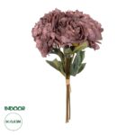 GloboStar® Artificial Garden DARK PING PEONY FLOWER BOUQUET 21085 Τεχνητό Διακοσμητικό Μπουκέτο Σκούρο Ροζ Παιώνιας Y43cm
