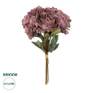 GloboStar® Artificial Garden DARK PING PEONY FLOWER BOUQUET 21085 Τεχνητό Διακοσμητικό Μπουκέτο Σκούρο Ροζ Παιώνιας Y43cm