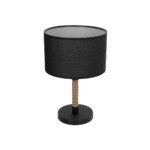 GloboStar® STRING 204-0072 Μοντέρνο Eπιτραπέζιο Φωτιστικό Μονόφωτο 1 x E27 IP20 Μαύρο Mέταλλο & Μπεζ Σχοινί με Μαύρο Ύφασμα - Μ24 x Π24 x Υ37cm