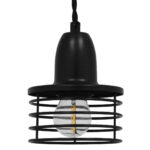 GloboStar® MANHATTAN 01456 Μοντέρνο Κρεμαστό Φωτιστικό Καμπάνα Μονόφωτο 1 x E27 IP20 Μαύρο Μέταλλο - Μ11 x Π11 x Υ14cm