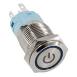 GloboStar® 70783 LED Φωτιζόμενος Διακόπτης Χωνευτός - Μπουτόν On/Off Ανοξείδωτος DC 12V με Angel Eye Αδιάβροχο Φ18mm IP67 Μπλε - Image 2