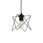 GloboStar® PATRICK 204-0109 Μοντέρνο Κρεμαστό Φωτιστικό Πλέγμα Μονόφωτο 1 x E27 IP20 Μαύρο Μέταλλο - Μ25 x Π25 x Υ55cm