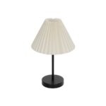 GloboStar® ORACLE 204-0156 Μοντέρνο Eπιτραπέζιο Φωτιστικό Μονόφωτο 1 x E27 IP20 Μαύρο Μέταλλο με Μπεζ Ύφασμα - Μ22 x Π22 x Υ36cm