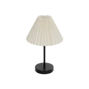 GloboStar® ORACLE 204-0156 Μοντέρνο Eπιτραπέζιο Φωτιστικό Μονόφωτο 1 x E27 IP20 Μαύρο Μέταλλο με Μπεζ Ύφασμα - Μ22 x Π22 x Υ36cm