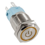 GloboStar® 70774 LED Φωτιζόμενος Διακόπτης Χωνευτός - Μπουτόν On/Off Ανοξείδωτος AC 220-240V Αδιάβροχο IP67 Φ18mm με Angel Eye Πορτοκαλί - Image 2