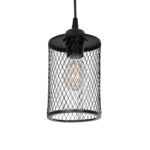 GloboStar® NOVAON 201-0058 Μοντέρνο Κρεμαστό Φωτιστικό Πλέγμα Μονόφωτο 1 x E27 IP20 Μαύρο Μέταλλο - Μ12 x Π12 x Υ70cm