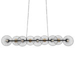 GloboStar® VERONA 00588 Μοντέρνο Κρεμαστό Φωτιστικό Ράγα Πολύφωτο 9 x E27 Μαύρο & Χρυσό Μέταλλο - Μ140 x Π28 x Υ20cm