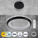 GloboStar® MELINA 61043 Κρεμαστή Πλαφονιέρα Οροφής Κύκλος LED CCT 55W 6376lm 120° AC 220-240V - Εναλλαγή Φωτισμού μέσω Τηλεχειριστηρίου All In One Ψυχρό Λευκό 6000k+Φυσικό Λευκό 4500k+Θερμό Λευκό 2700k Dimmable Φ48cm - Μαύρο - 3 Years Warranty