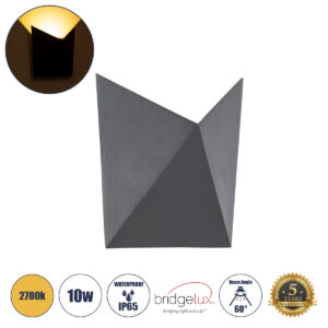 GloboStar® STEALTH 60519 Φωτιστικό Τοίχου - Απλίκα Αρχιτεκτονικού Φωτισμού Εσωτερικού/Εξωτερικού Χώρου Up or Down LED 10W 1000lm 60° AC220-240V Αδιάβροχο IP65 - Σώμα Αλουμινίου & Tempered Glass - Μ17 x Π7.5 x Υ17cm - Θερμό Λευκό 2700K - Γκρι Ανθρακί - Bridgelux Chip - 5 Years Warranty
