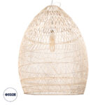 GloboStar® MALIBU 01812 Boho Κρεμαστό Φωτιστικό Καμπάνα Μονόφωτο 1 x E27 IP20 Μπεζ Ξύλο - Μ95 x Π95 x Υ125cm