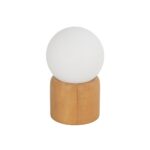 GloboStar® BOARD 204-0144 Μοντέρνο Eπιτραπέζιο Φωτιστικό Μονόφωτο 1 x E27 IP20 Μπεζ Ξύλο με Λευκό Γυαλί - Μ15 x Π15 x Υ25cm