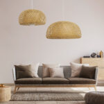 GloboStar® SAN TROPEZ 01627 Boho Κρεμαστό Φωτιστικό Πλέγμα Μονόφωτο 1 x E27 IP20 Μπεζ Ξύλο - Μ60 x Π60 x Υ29cm - Image 9