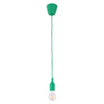 GloboStar® CABLITO 61556 Μοντέρνο Κρεμαστό Φωτιστικό Οροφής Μονόφωτο 1 x E27 Πράσινο Σιλικόνης Ανάρτηση με Υφασμάτινο Καλώδιο Φ4 x Υ110cm