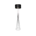 GloboStar® NOVA 201-0039 Μοντέρνο Επιδαπέδιο Φωτιστικό 1 x E27 IP20 Ασημί Μεταλλό με Μαύρο Ύφασμα - Μ38 x Π38 x Υ155cm