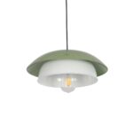 GloboStar® AURA 204-0119 Μοντέρνο Κρεμαστό Φωτιστικό Καμπάνα Μονόφωτο 1 x E27 IP20 Πράσινο & Λευκό Μέταλλο - Μ31 x Π31 x Υ27cm