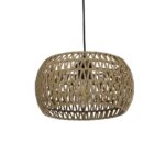 GloboStar® DARIO 204-0168 Boho Κρεμαστό Φωτιστικό Kαπέλο Μονόφωτο 1 x E27 IP20 Καφέ Σχοινί - Μ30 x Π30 x Υ15cm