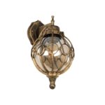 GloboStar® ETOILE 01227 Vintage Επιτοίχιο Φωτιστικό Απλίκα Μονόφωτο 1 x E27 IP20 Καφέ & Χρυσό Μέταλλο με Μελί Γυαλί - Φ18 x Υ27cm