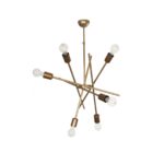 GloboStar® SUNFY 201-0033 Μοντέρνο Κρεμαστό Φωτιστικό Πλέγμα Πολύφωτο 6 x E27 IP20 Μπρονζέ Μέταλλο - Μ60 x Π70 x Υ60cm