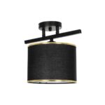 GloboStar® GLOWEN 201-0087 Vintage Φωτιστικό Οροφής Ράγα Μονόφωτο 1 x E27 IP20 Μαύρο Μέταλλο με Καφέ Υφάσμα - Μ28 x Π25 x Υ26cm